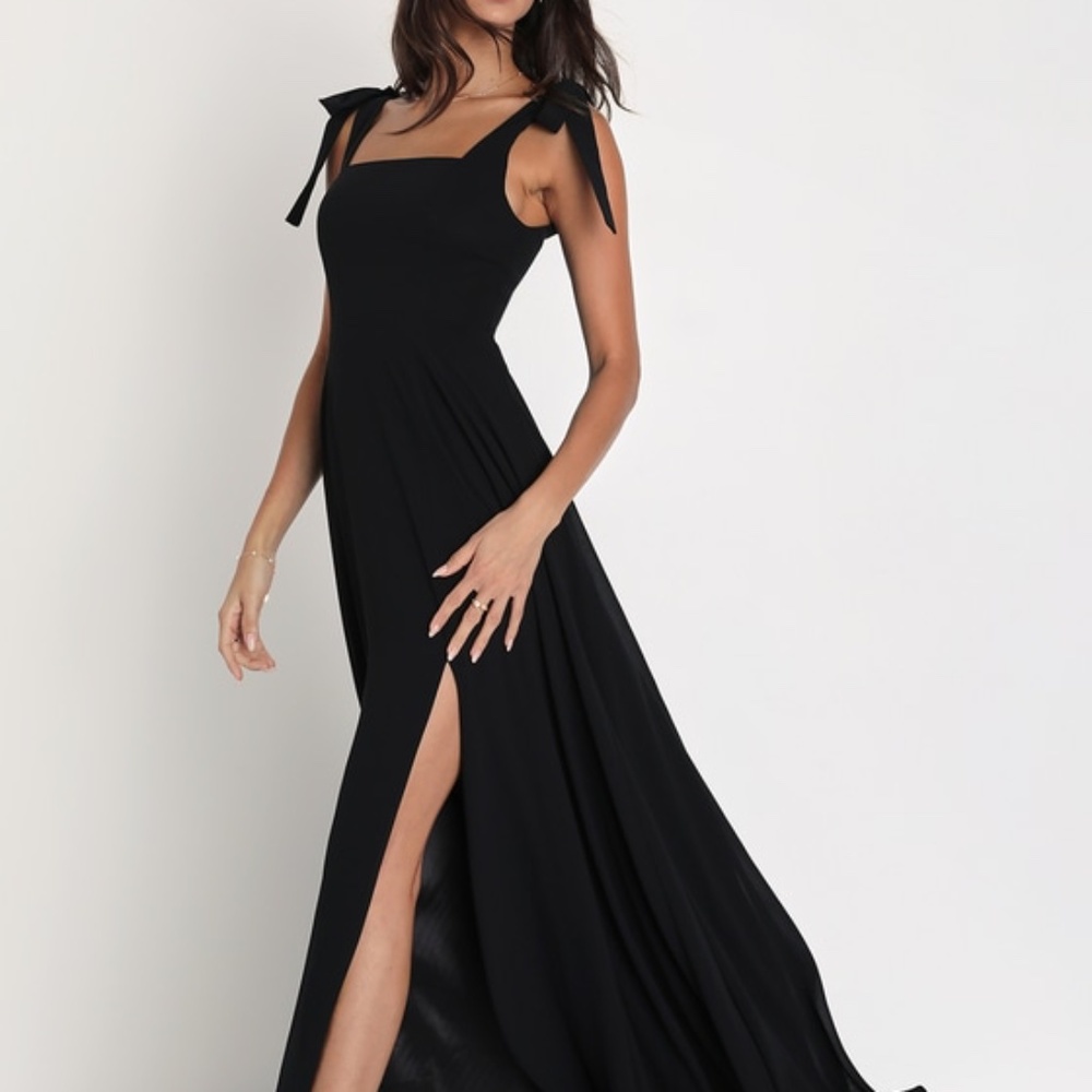 Lulus Love Me Forever Black Tie-strap Square Neck Maxi Dress - Size XL